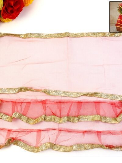 Tulsi Vastra Pooja Cloth – 2-Piece Premium Red Set with Gold Border