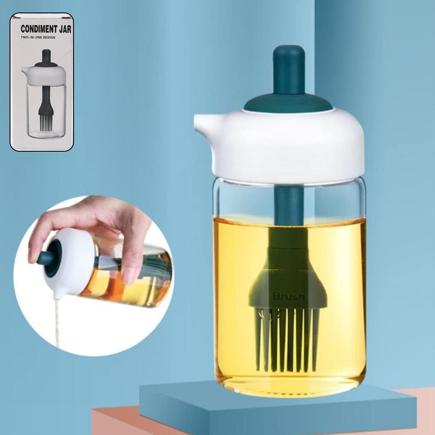 Glass Oil Dispenser with Brush � Borosilicate Kitchen Bottle | Own Hydrate