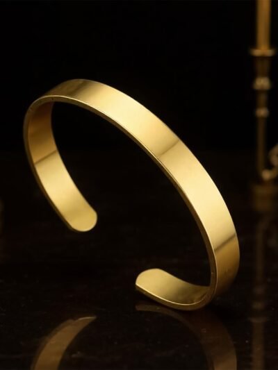 Gold Finish Open Cuff Bracelet – Elegant Adjustable Kada