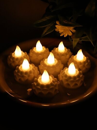 Lotus Shaped LED Flameless Tealight Candles – Safe Decor Set of 8