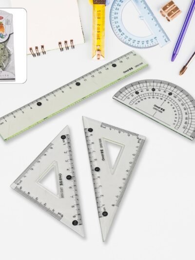 Geometry Set – 4-Piece Transparent Plastic Ruler Kit