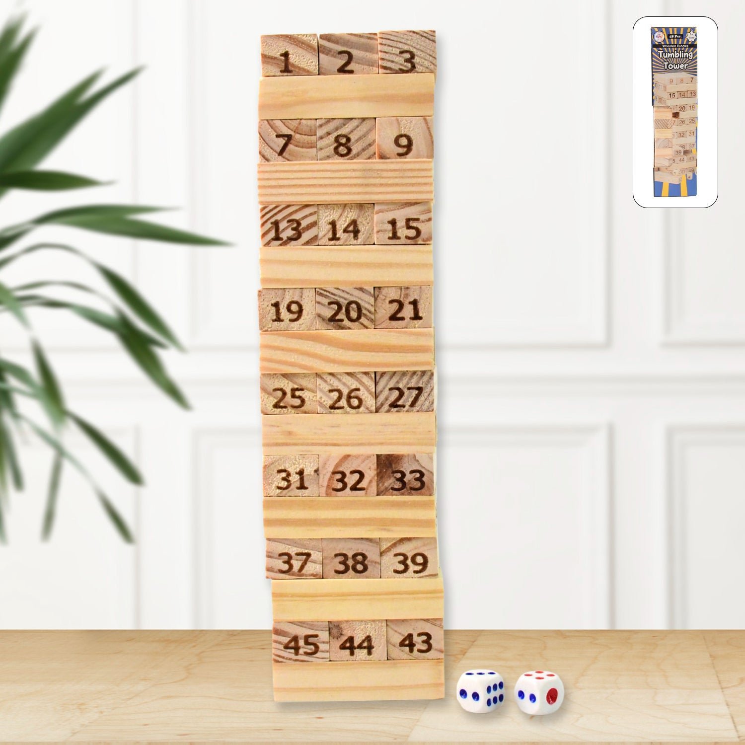 Wooden Tumbling Tower Game � 48pc Family Stacking Blocks | Puzzle Vista
