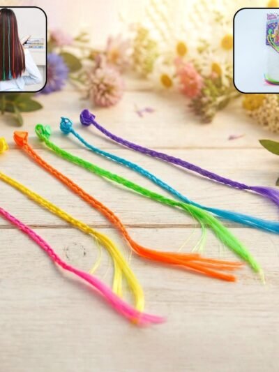 Braided Hair Extension Streaks – Colourful Clip-In Set for Kids