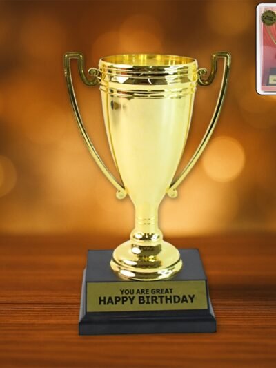 Golden Birthday Trophy – Premium Plastic Award with Base