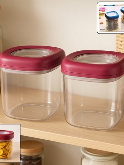 Transparent Twist Lock Kitchen Storage Container Set – Airtight 800ML 2Pc