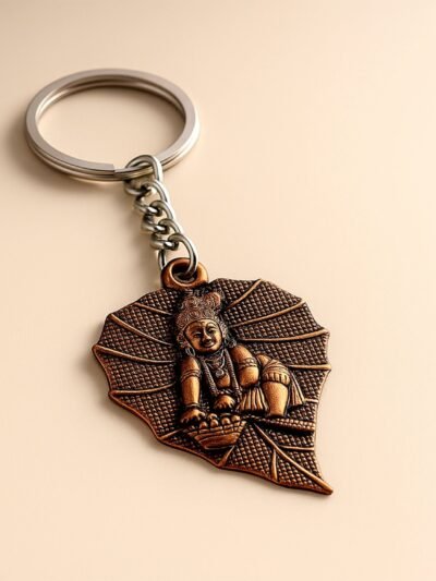 Bal Krishna Antique Bronze Keychain – Spiritual & Durable