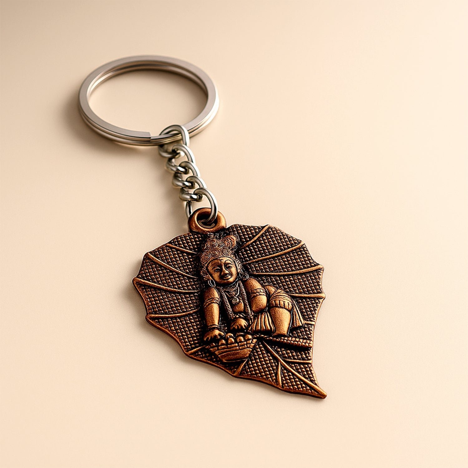 Bal Krishna Antique Bronze Keychain – Spiritual & Durable