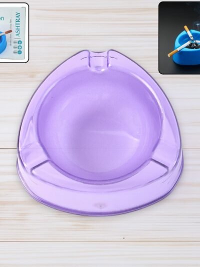 Transparent Purple Plastic Ashtray – Durable Heat-Resistant Design