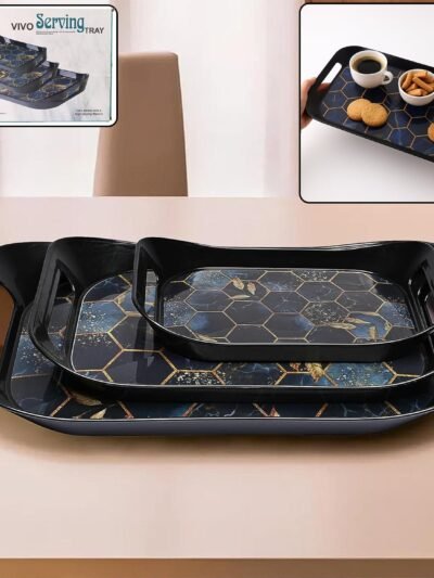 Plastic Serving Tray Set – Elegant Hexagonal 3-Piece Combo