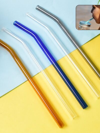 Glass Drinking Straws – Reusable Clear Eco-Friendly Set of 5