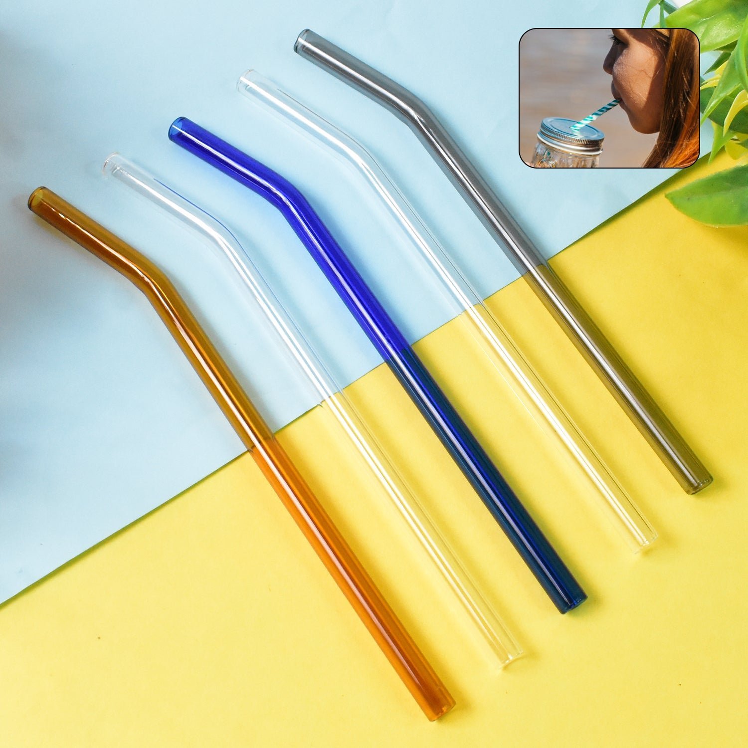 Glass Drinking Straws – Reusable Clear Eco-Friendly Set of 5