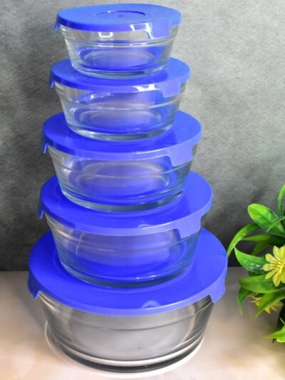 Glass Bowl Set – 5-Piece Modern Storage | Organivo