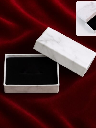 Marble Jewelry Gift Box 8x5 cm – Elegant Velvet Insert