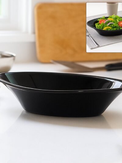 Black Plastic Marin Serving Bowl – Oval Deep and Durable