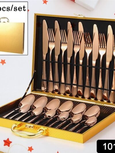 Gold Flatware Set – 24-Piece Luxury Dining | Serve Stellar