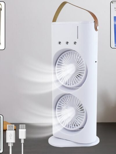 Three-Hole Spray Charging Fan – Powerful Dual-Head Air Cooler | Velvet Wheels