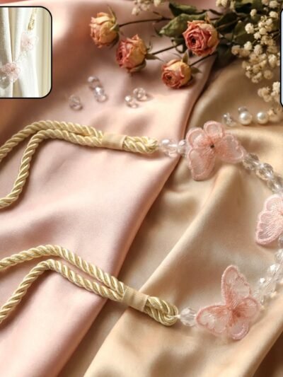 Floral Beaded Curtain Tieback – Elegant Butterfly Design