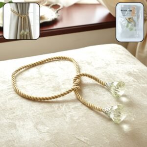 Luxury Curtain Tassel Tieback – Elegant Twisted Rope with Crystal Ends