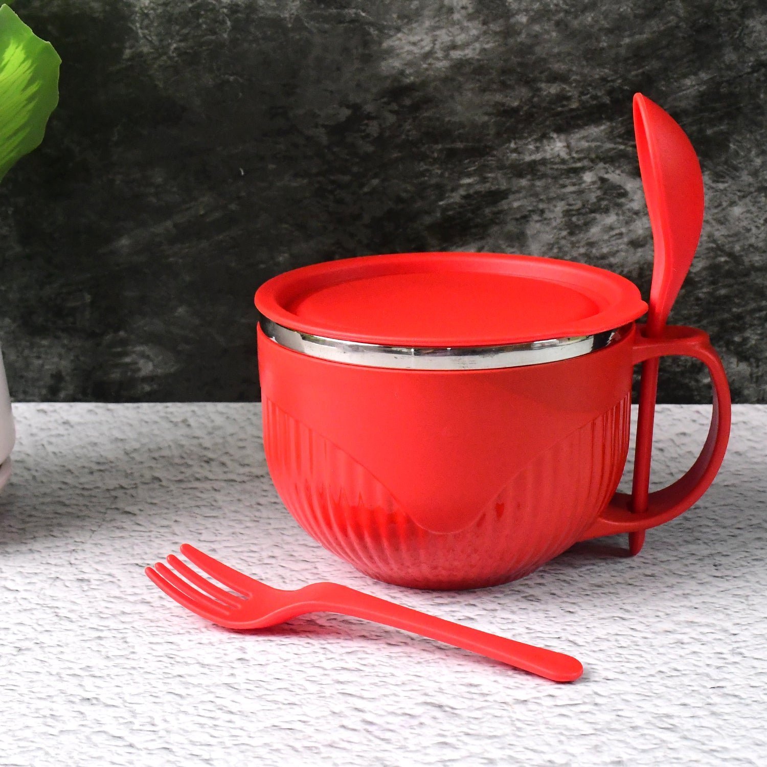 Insulated Soup Bowl – 650 ml with Lid, Handle & Cutlery Set
