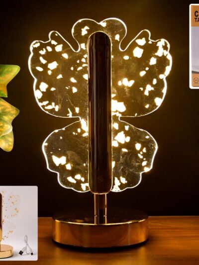 Crystal LED Table Lamp – Luxury Golden Butterfly Accent