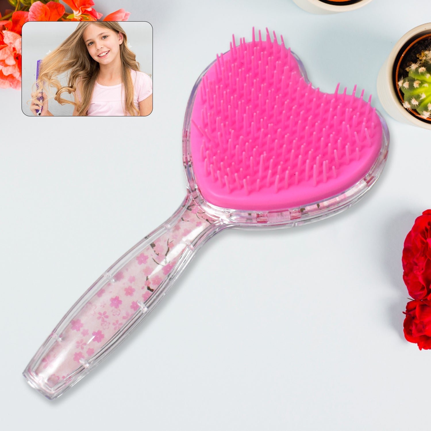 Heart Hair Brush � Gentle Detangling & Scalp Massage | Calm & Curl