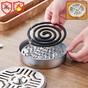Mosquito Coil Stand – Stainless Steel Safe Burner with Vent Lid