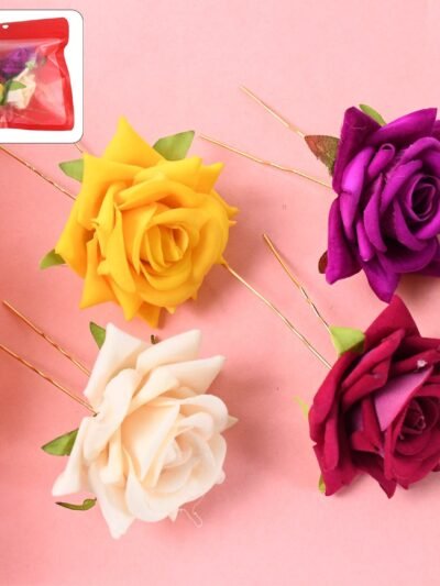 Flower Hair Pin – Vibrant Multicolor Floral Hair Accessories (4 Pcs Set)