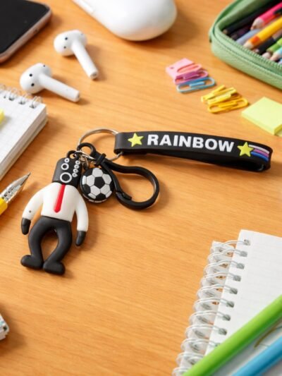 Rainbow Keychain – Colorful Cartoon Football Boy Accessory