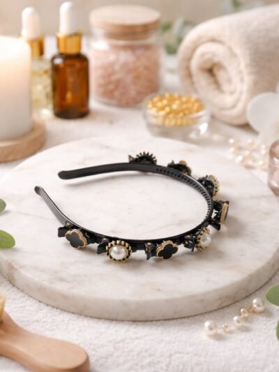 Decorative Headband – Elegant Pearl & Floral Design for Women