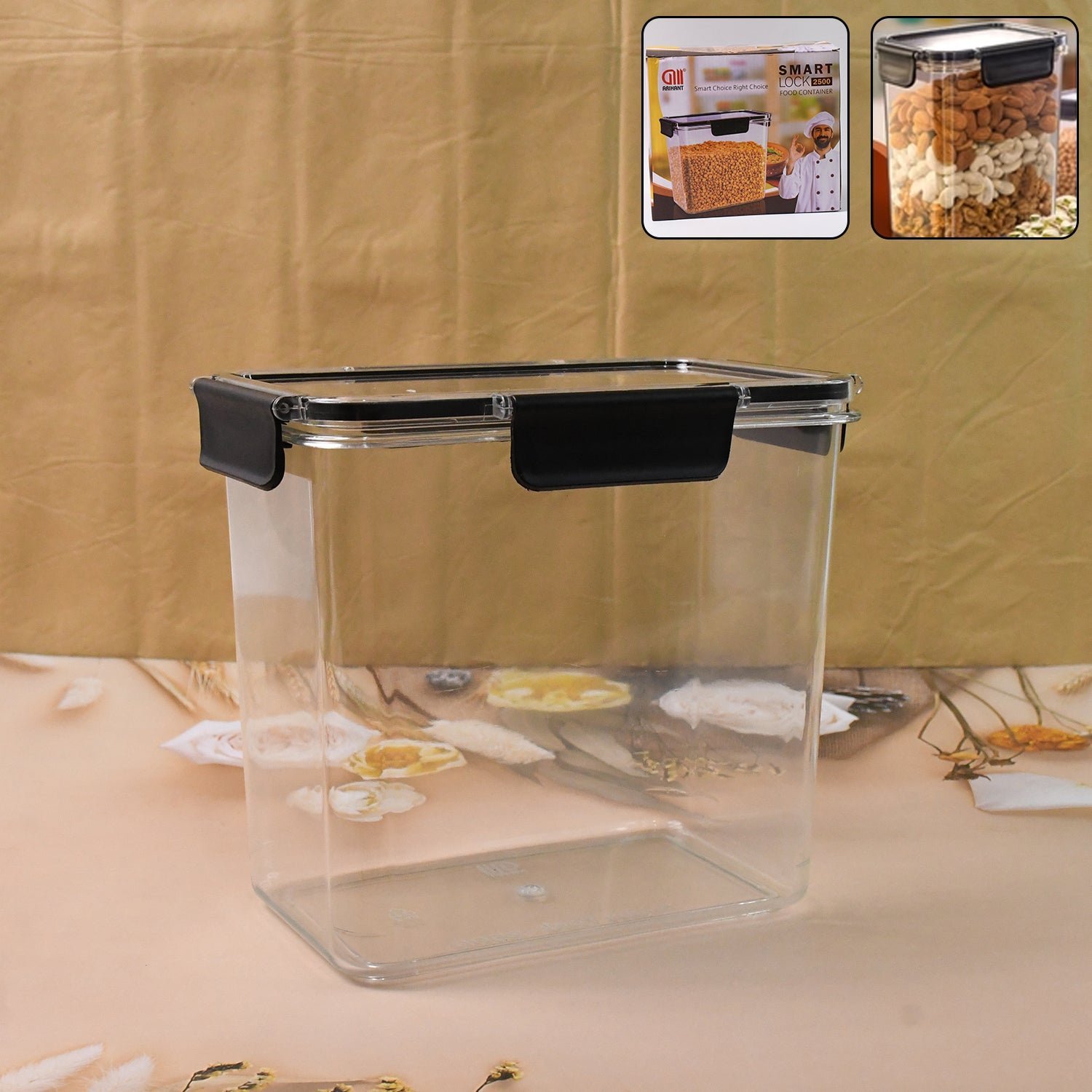Airtight Food Storage Container – 2500ml with Easy Snap Lid
