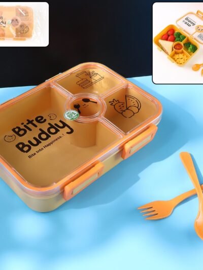 4-Compartment Leak-Resistant Lunch Box – BPA-Free with Cutlery