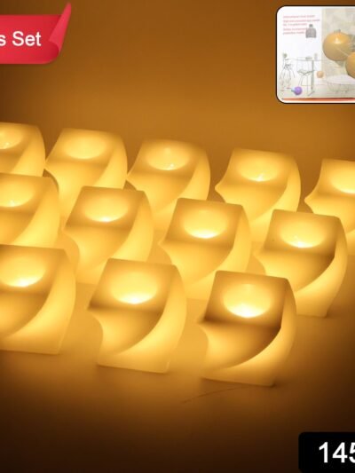 LED Flameless Decorative Candle Set – 12 Square Tealight Lamps