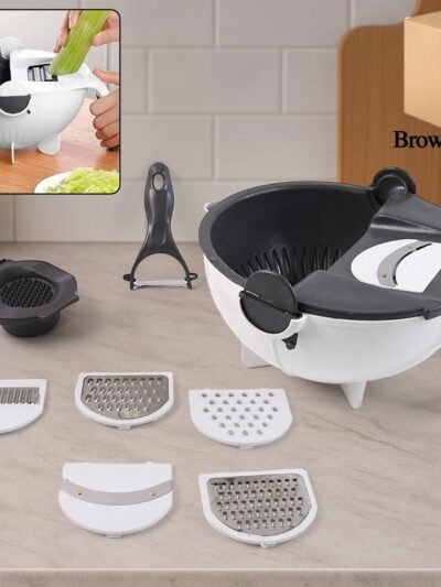 Vegetable Chopper 9-in-1 – Multifunctional Slicer with Drain Basket