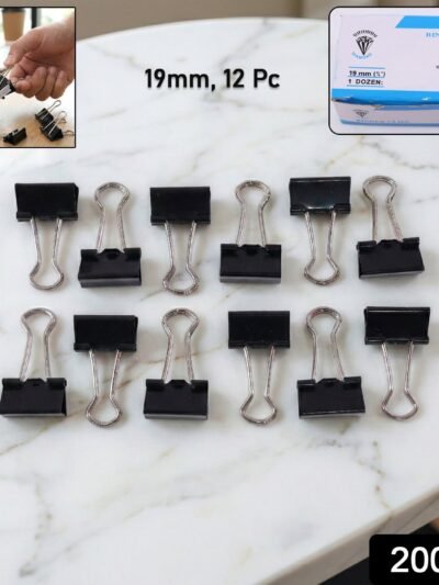 Black Metal Binder Clips 19mm – Strong 12-Piece Set