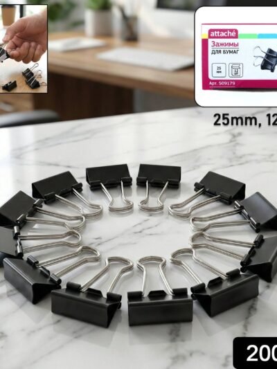 25mm Black Binder Clips – Durable Multi-Purpose Office Clips