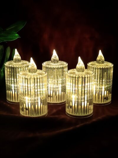 LED Flameless Candle Lights – Premium Crystal Effect Set of 5