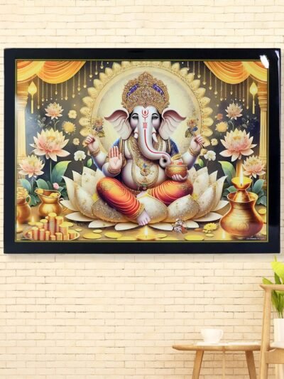 Lord Ganesha Wall Painting – 60x45 cm Wooden Frame Decor
