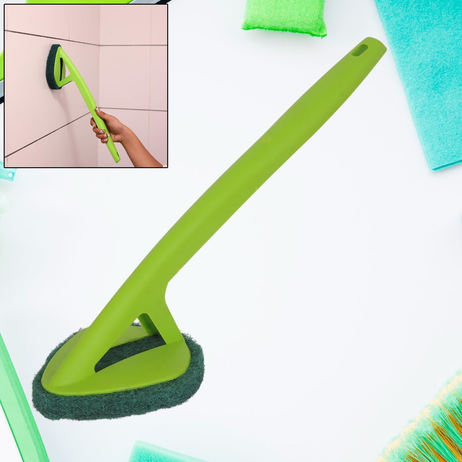 Long Handle Scrubber � Triangular Sponge Pad for Deep Cleaning | Pro Clean