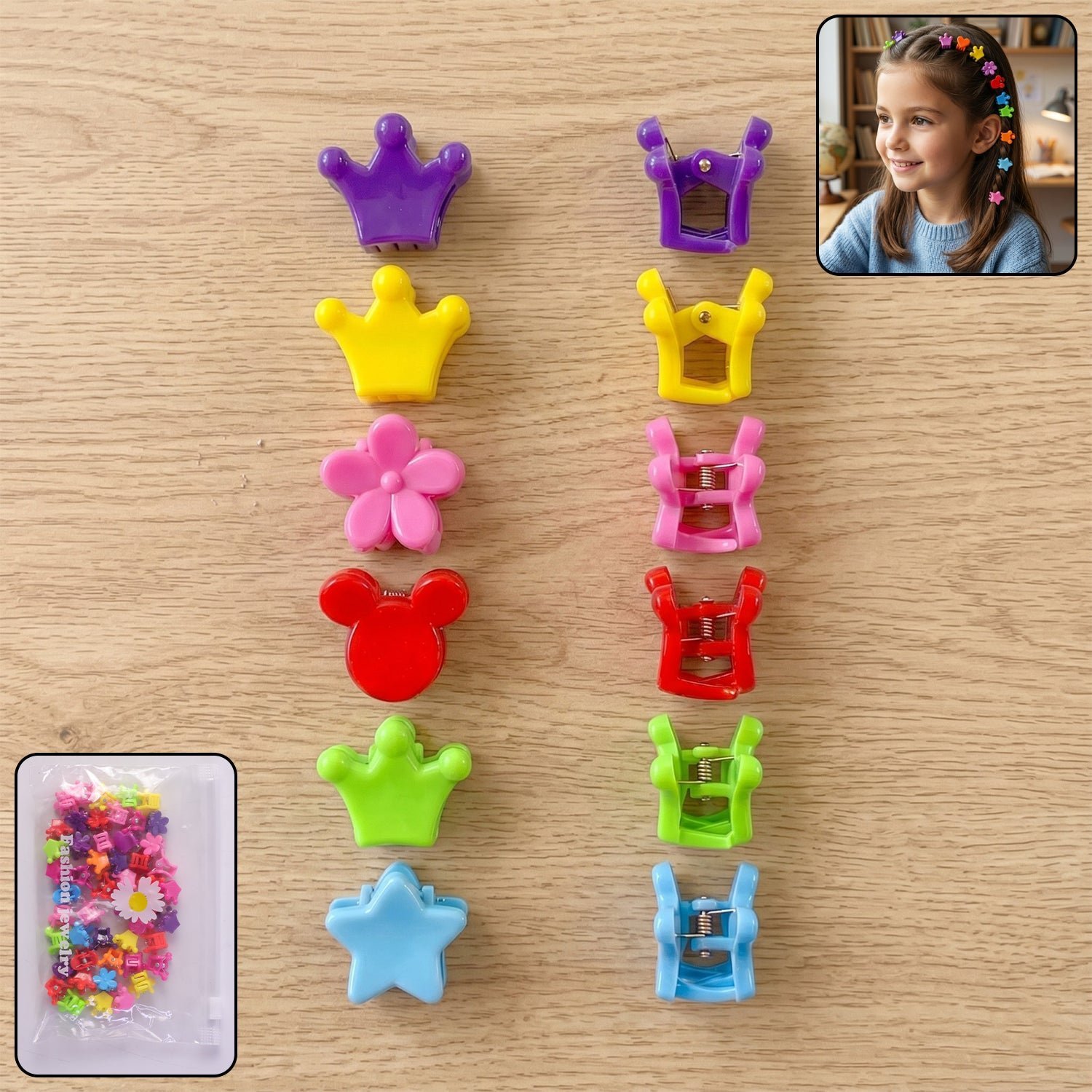 Mini Hair Claw Clips Set � Cute & Strong Grip Styling Accessories