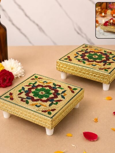 Wooden Pooja Chowki – Handicraft Bajot for Home Temple | Styleva