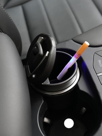 Portable Car Ashtray with Lid and Blue LED Light – Smokeless & Odour-Free