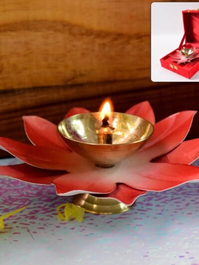 Brass Lotus Oil Diya – Elegant Spiritual Pooja Light