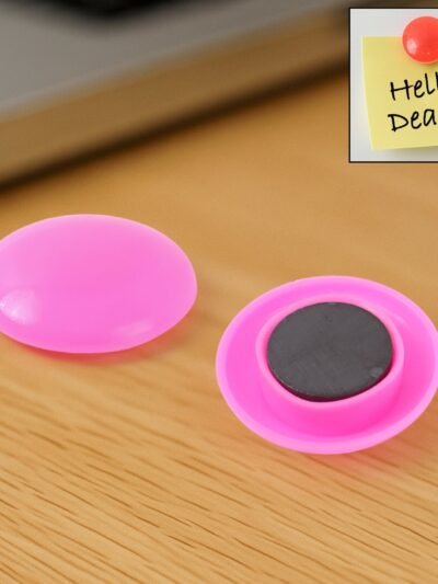 Pink Board Magnet Button – Durable 30mm Plastic Circle