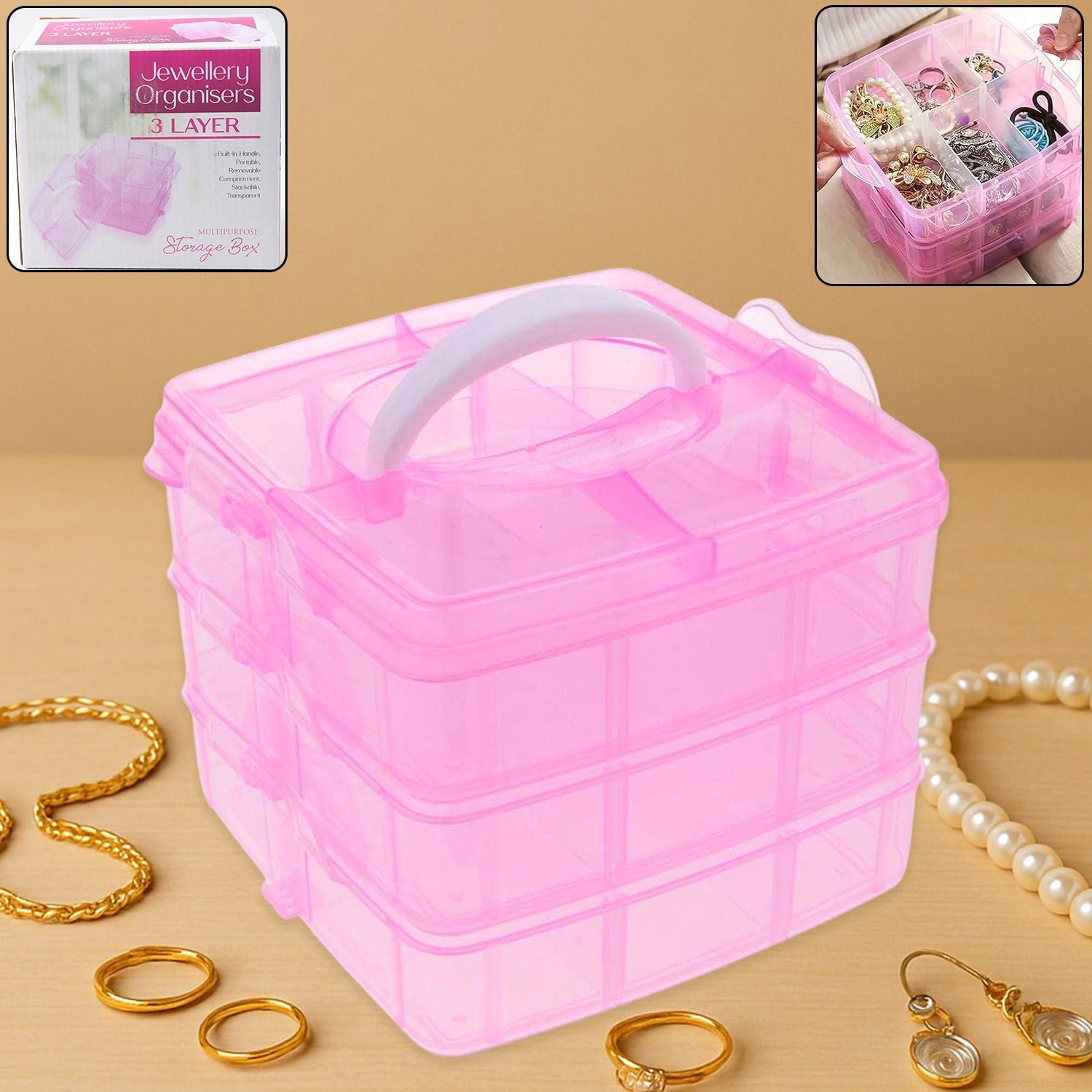 Plastic Organizer Box – 18-Grid 3-Layer Adjustable Storage | Organivo