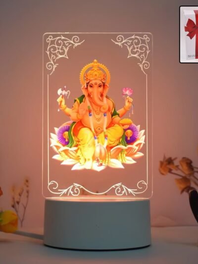 3D Lord Ganesh Frame – Soft White LED Night Light for Home Decor