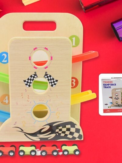 Wooden Ramp Racer � 4 Cars & Handle for Kids | Action Legion