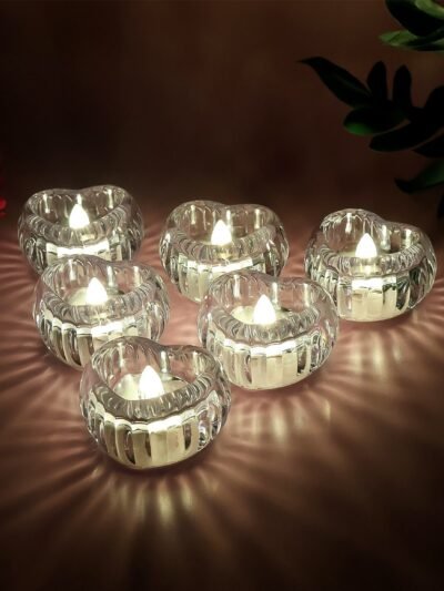 LED Crystal Tealight Candles – Elegant Flameless Warm Glow (6 Pc)