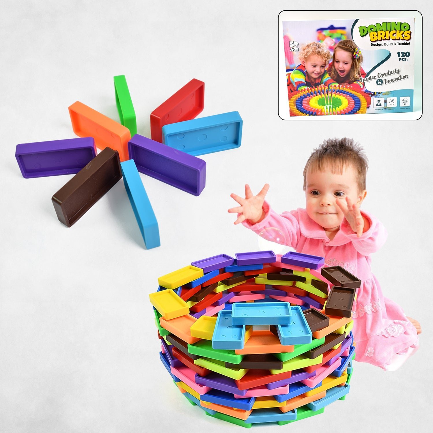 Wooden Domino Blocks � 120 Pcs Colorful Stacking Set | Aditi