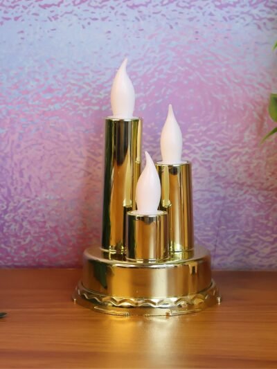LED Flameless Candle Lamp – Triple Candle Design, Golden Glow