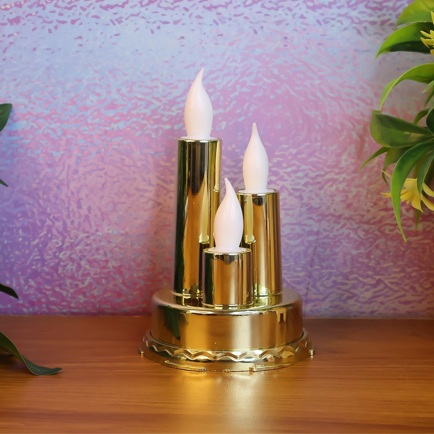 LED Flameless Candle Lamp – Triple Candle Design, Golden Glow